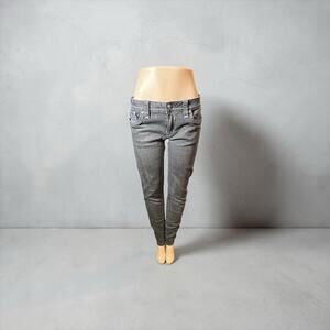 Rock Revival Celinda Size 30 Charcoal Gray Wash Skinny Jeans Heavy Stitch Y2K